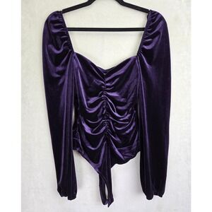 NWT Lush Womens Velvet‎ Bodysuit Small Ruching Purple Dark Fairy Whimsigoth 90s